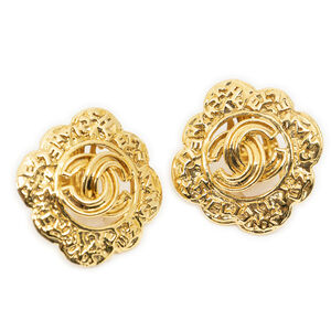 Chanel CC Flower Clip On Earrings